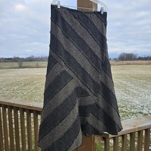 LG Lena Gabrielle New York Black & Gray Fringed A-Line Maxi Skirt Size 12